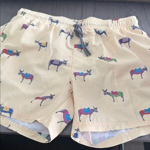 Donkey Print Swim Trunks in Light Yellow